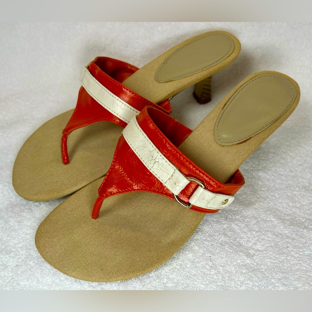 Sandals, Vintage Orange and cream straps with tan insole